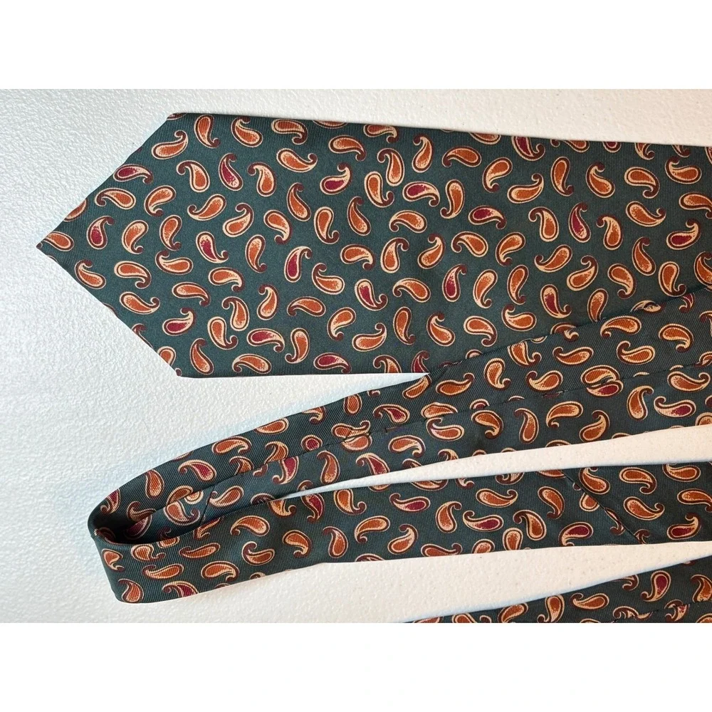 Liberty of London Silk Paisley Tie Green‎ Burgundy Orange Men's Necktie
